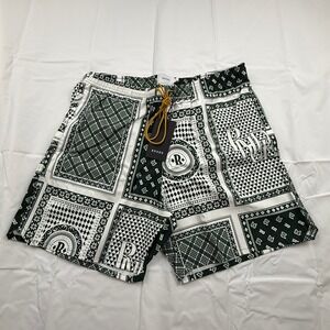 Rhude SS22 Green White Bandana Graphic Swim Trunks Mens XL New With Tags